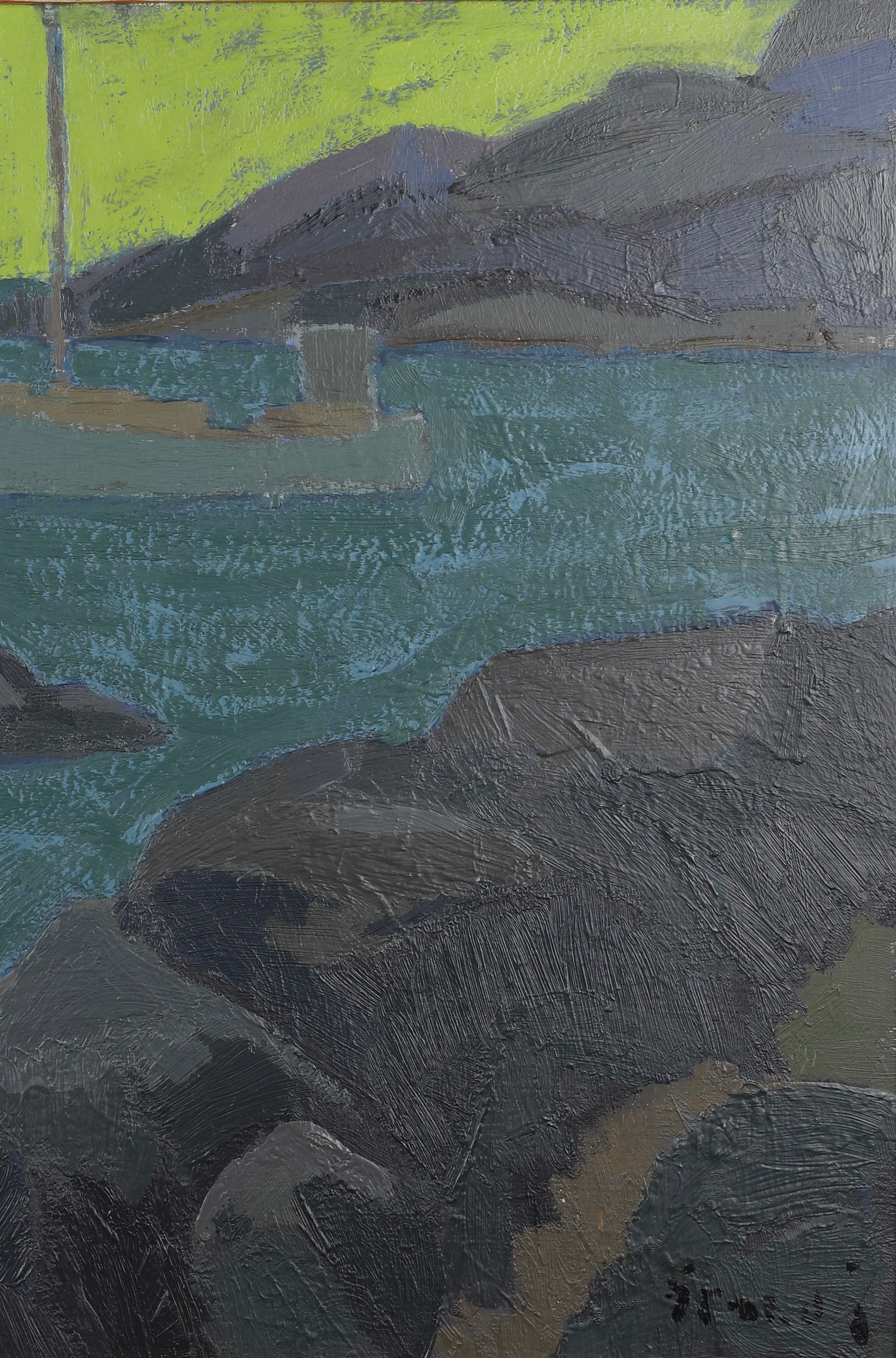 Mid Century Coastal Oil Painting By S Grandin Sweden