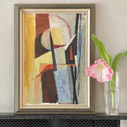 Mid Century Abstract Oil Painting From Sweden