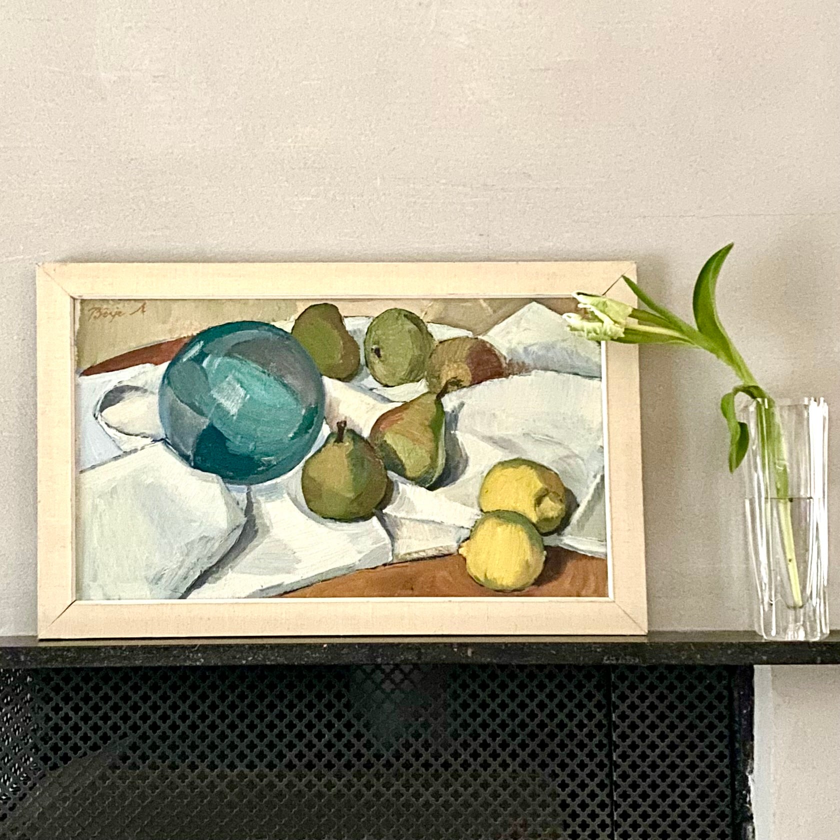 Mid Century Still Life Oil Painting from Sweden By Börje A 1968