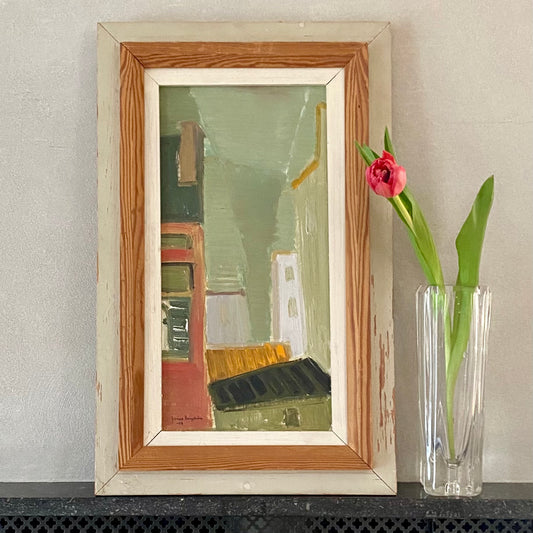 Paris Roofline Mid Century Oil Painting By Jonne Bergström 1953