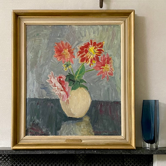 Original Oil Painting Vintage Mid Century By H Lundström Sweden 1947