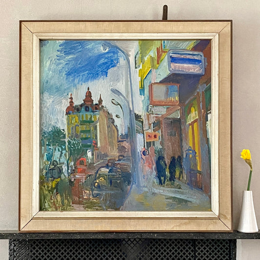 Original Oil Painting Vintage Mid Century of Paris