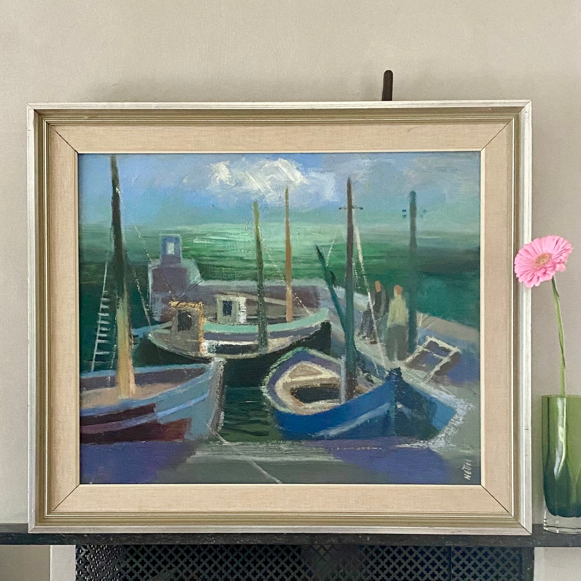 Large Mid Century Oil Painting From Sweden By Einar Nettlebladt 1949
