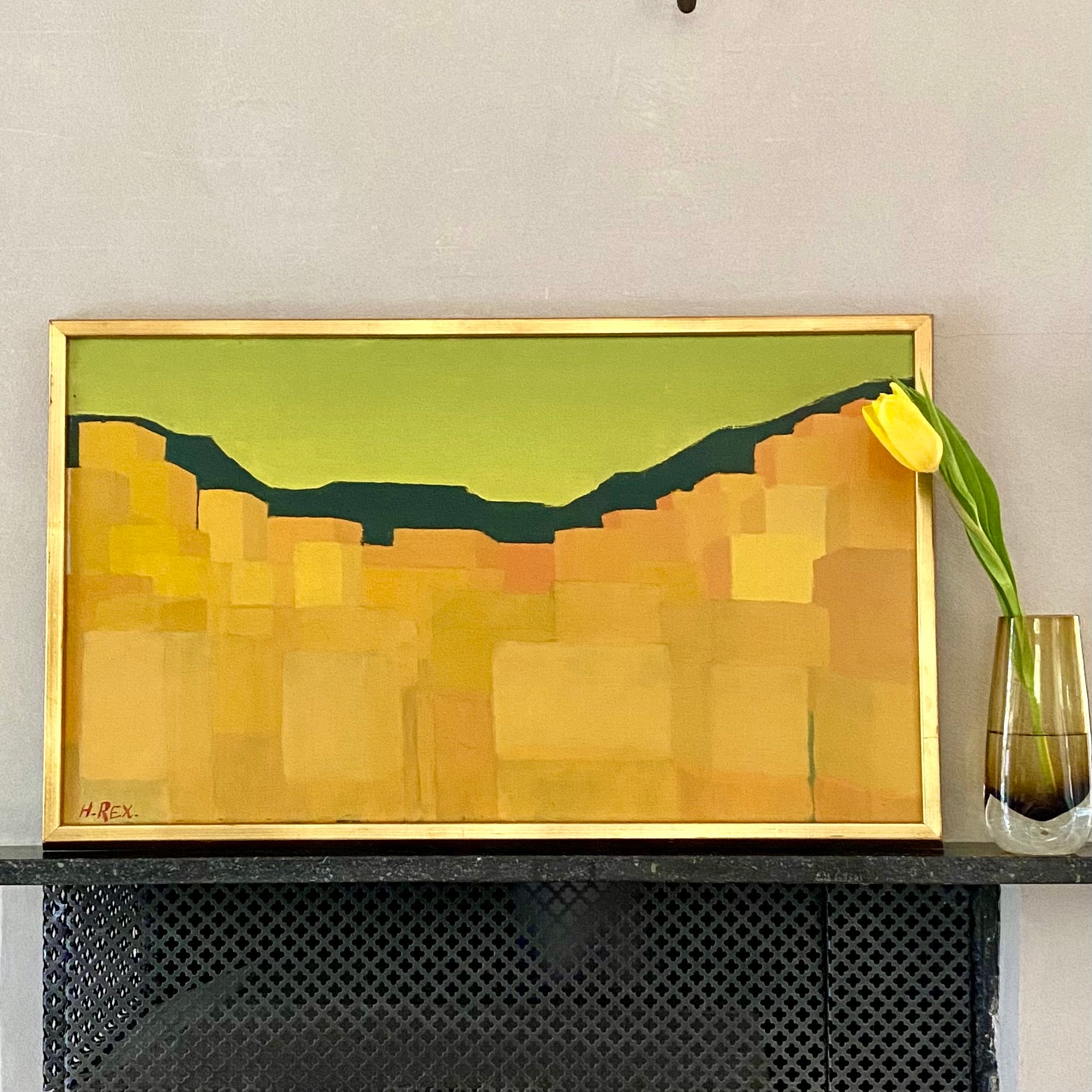 Vintage Art Room Mid Century Landscape Oil Painting From Sweden