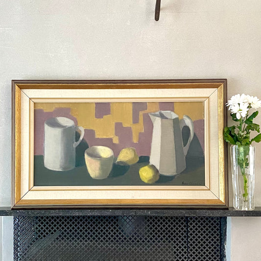 Mid Century Vintage Art Room Original Still Life Oil Painting Sweden