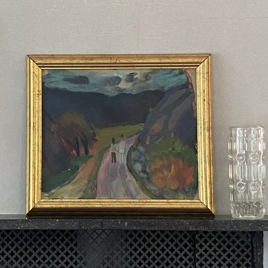 Framed Vintage Art Room Mid Century Oil Painting Sweden