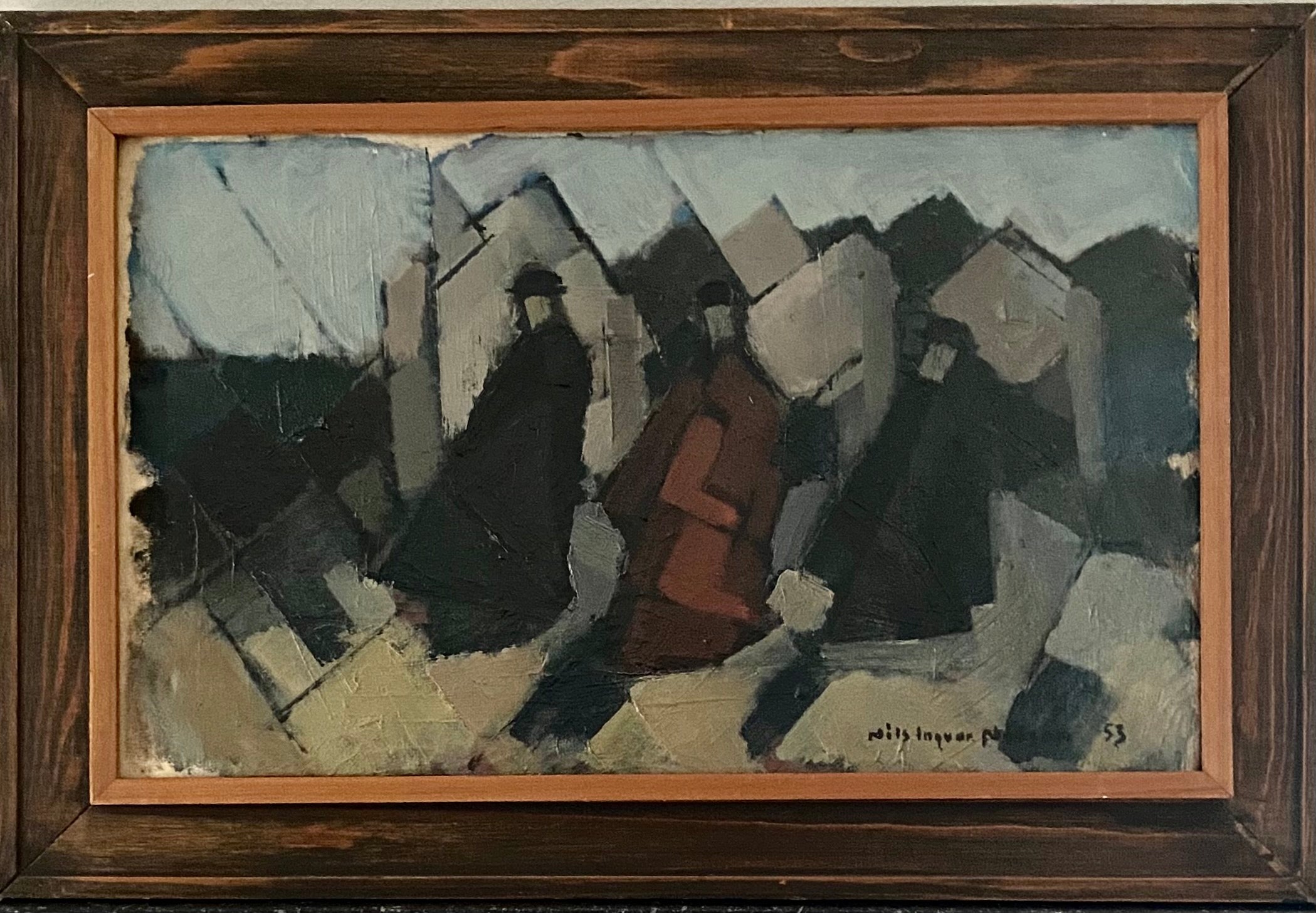 Vintage Art Room Mid Century Oil Painting By N Nilsson Sweden 1953