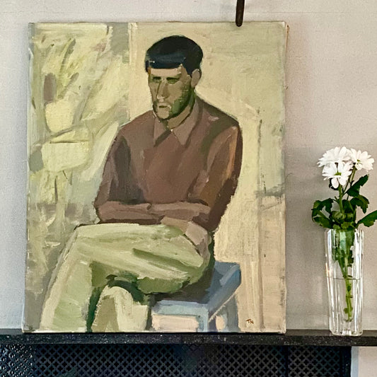 Vintage Portrait Oil Painting by T Nilsson from Sweden