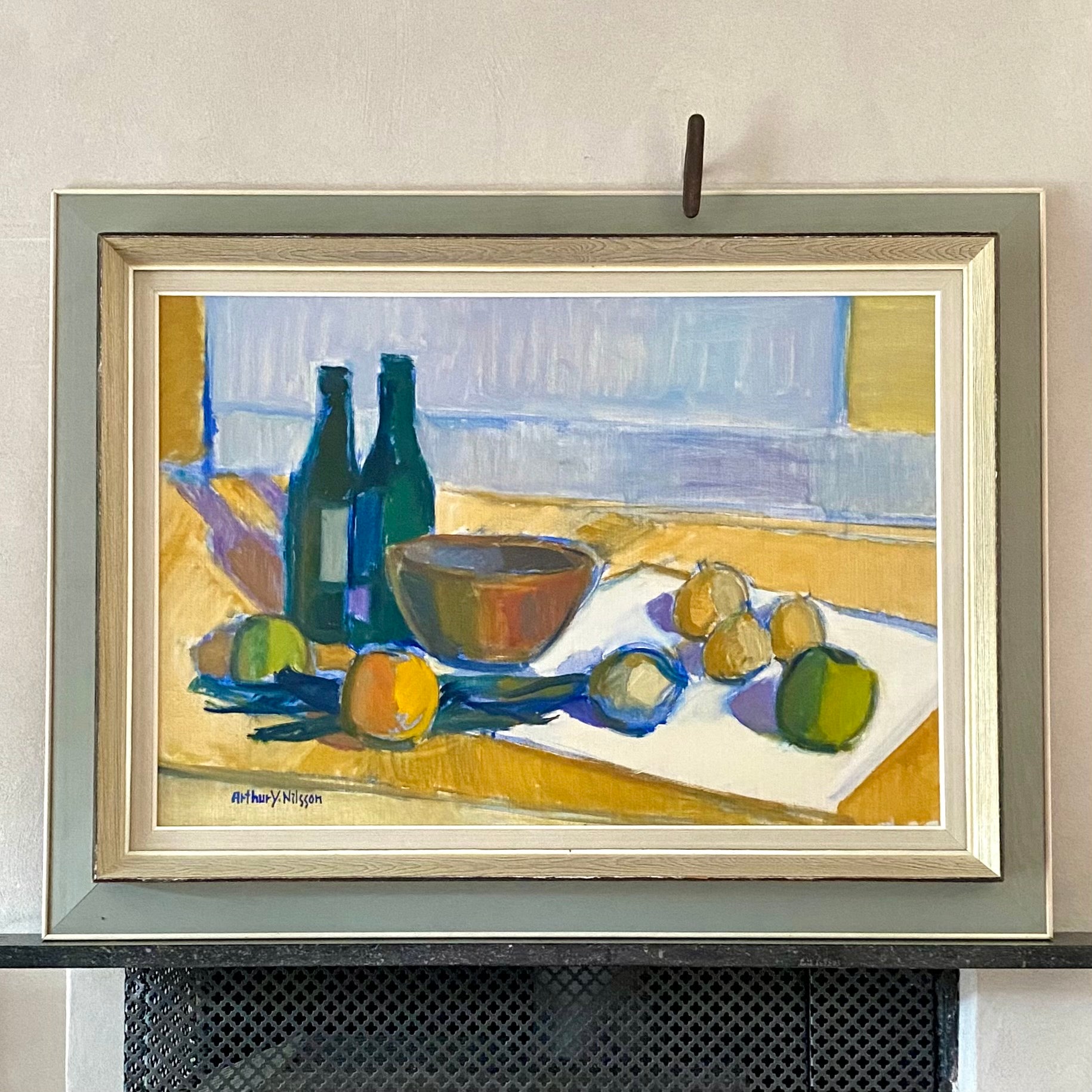 Mid Century Original Still Life Oil Painting by A Y Nilsson Sweden