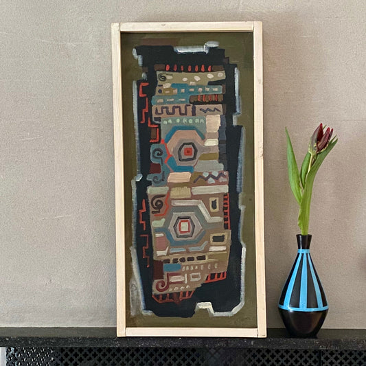 Mid Century Abstract Oil Painting By Owe Persson Sweden