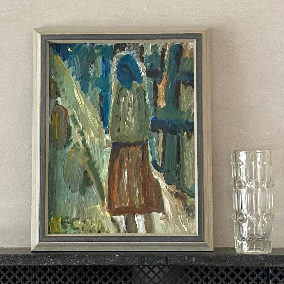 Mid Century Original Figure Oil Painting From Sweden