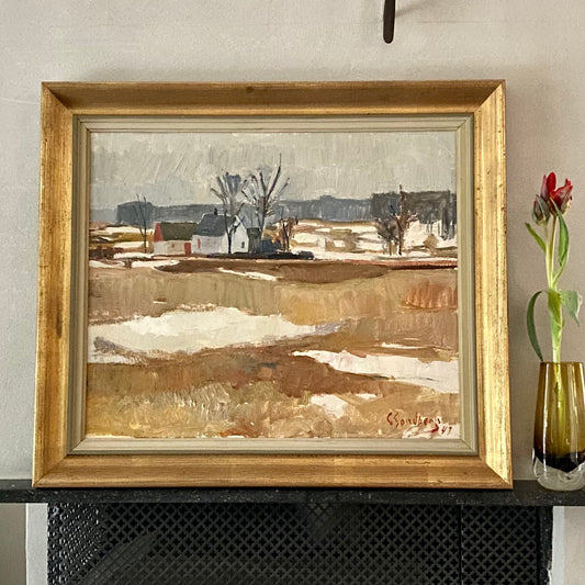 Vintage Landscape Oil Painting From Sweden By Gotthard Sandberg 1947