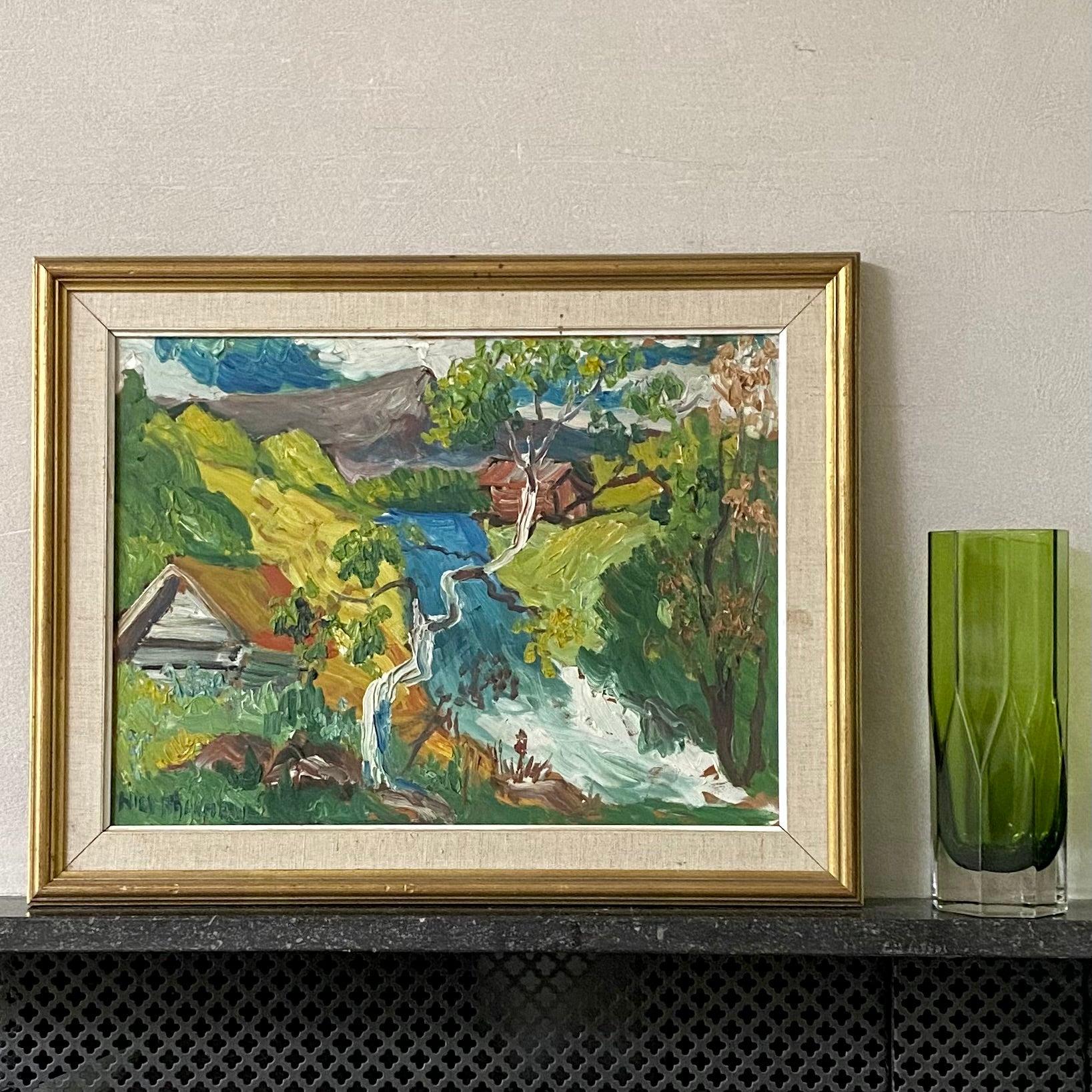 Framed Vintage Art Room Mid Century Oil Painting Sweden by Bäckman