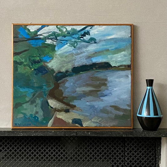 Colorful Original Vintage Mid Century Oil Painting From Sweden