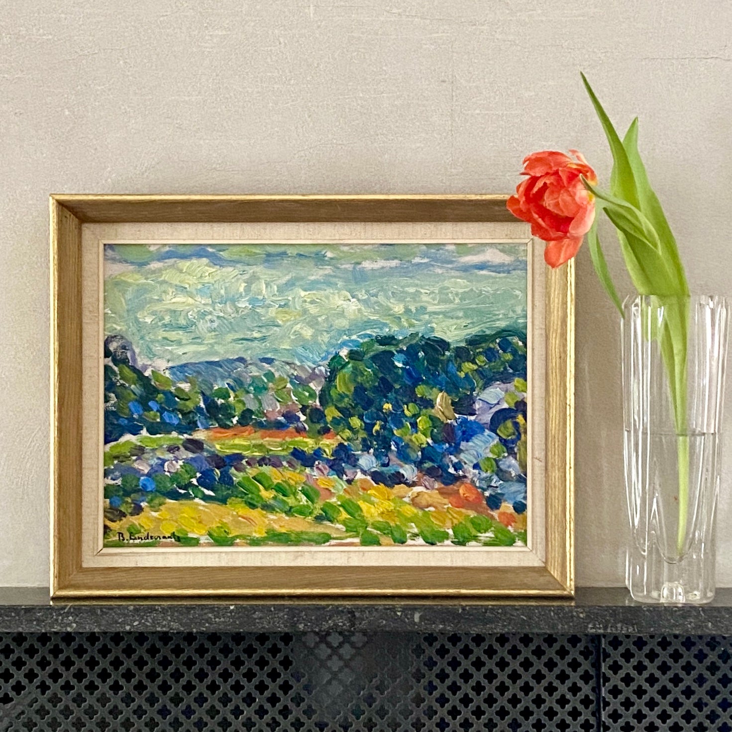Framed Mid Century Oil Painting by B Lindecrantz Sweden