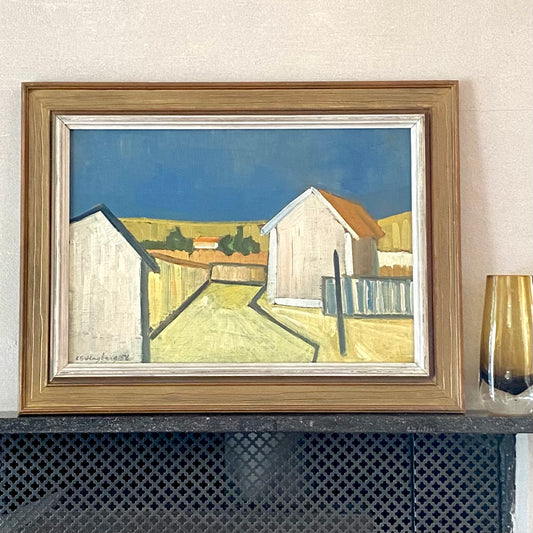 Mid Century Original Oil Painting From Sweden By C Hagberg 1956