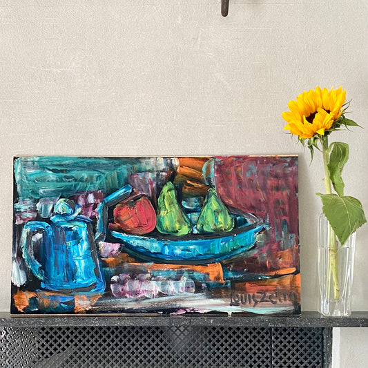 Mid Century Original Still Life  Oil Painting L Zelig Sweden