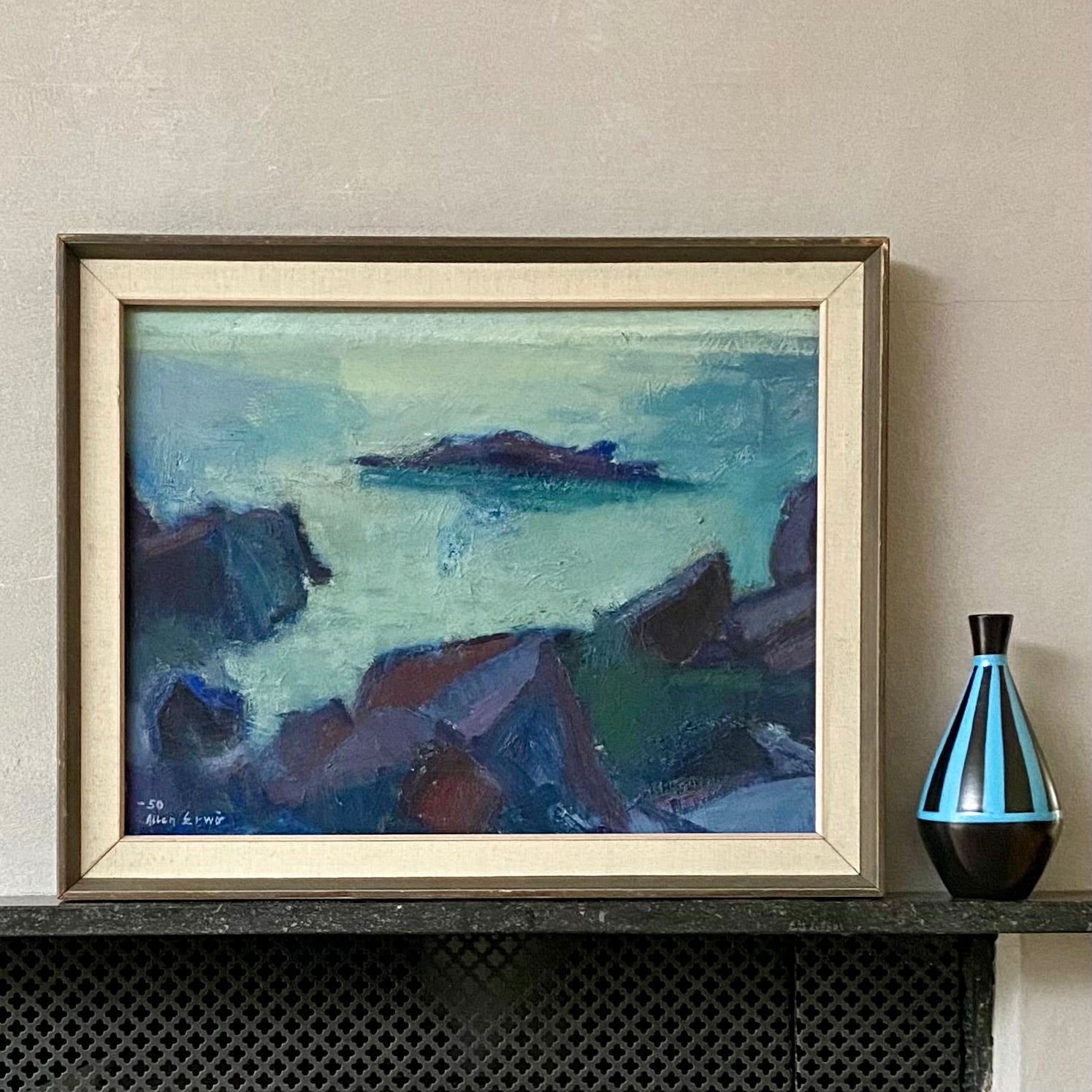 Mid Century Seascape Oil Painting By A Erwö Sweden 1950