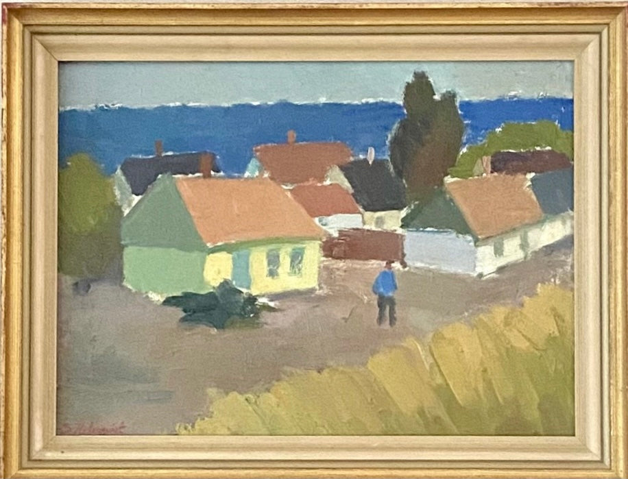Mid Century Coastal Oil Painting from Sweden By S Holmquist