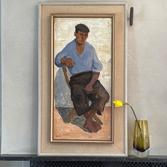 Vintage Portrait Oil Painting by GS Malm from Sweden