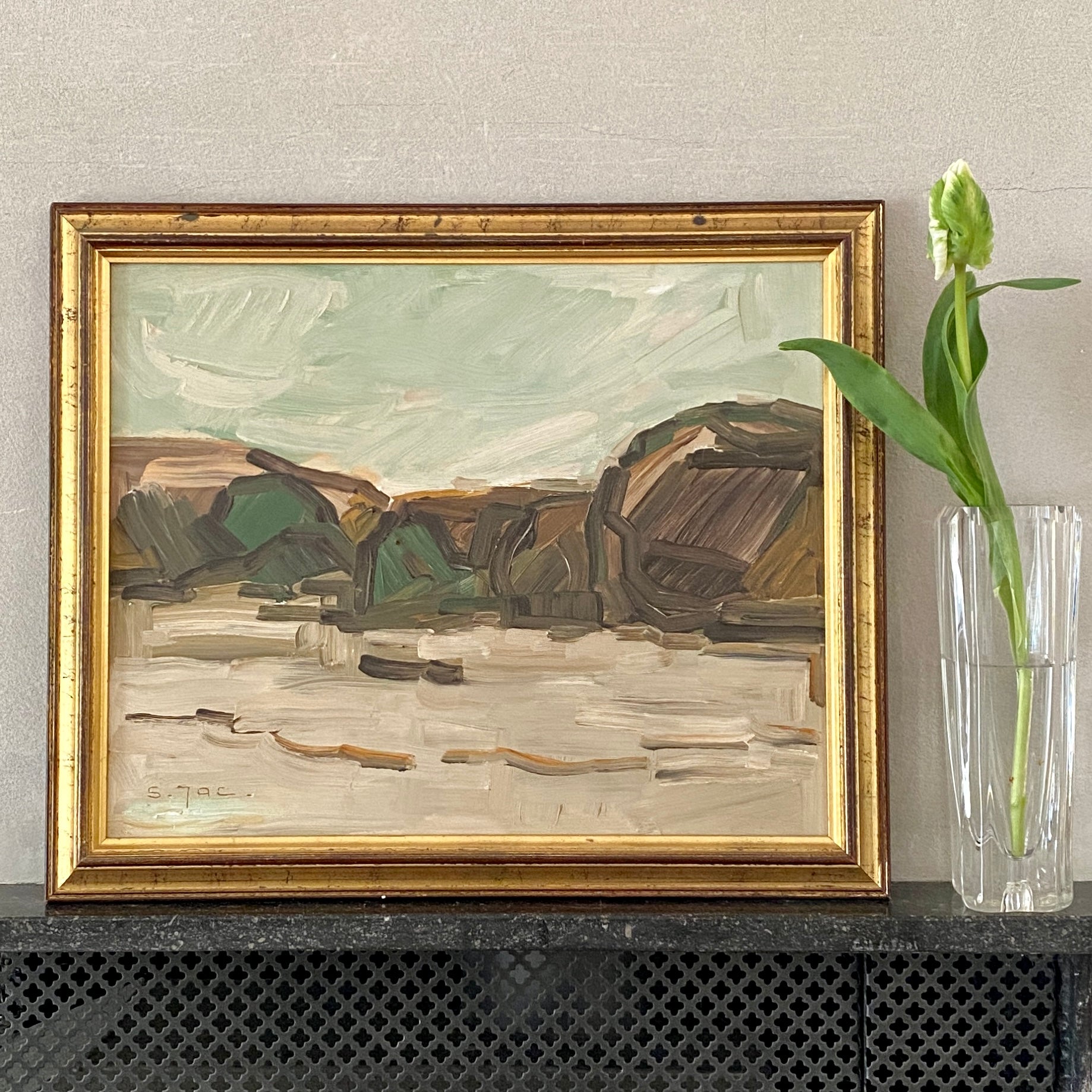 Mid Century Landscape Oil Painting From Sweden