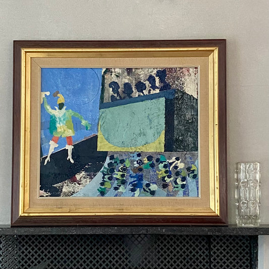 Mid Century Original Mixed Media Painting Sweden