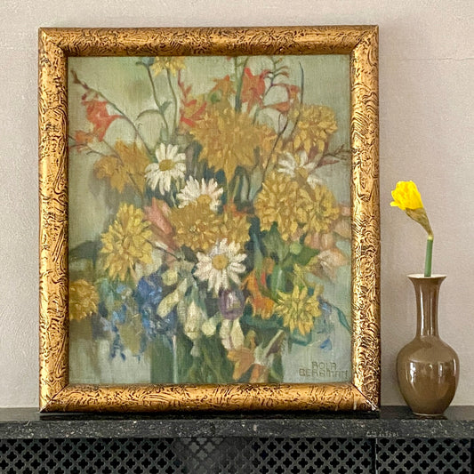 Original Vintage Still Life Oil Painting from Sweden