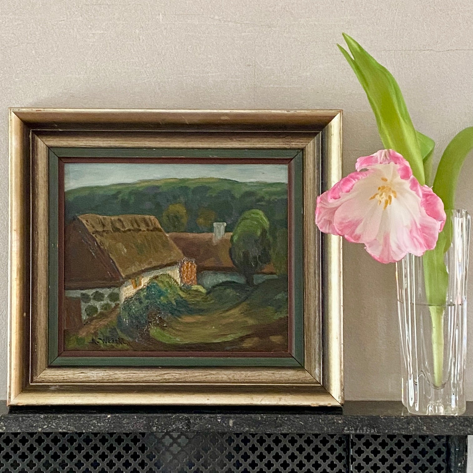 Mid Century Original Landscape Oil Painting A Widell Sweden