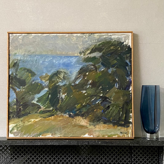 Colorful Original Vintage Mid Century Oil Painting From Sweden