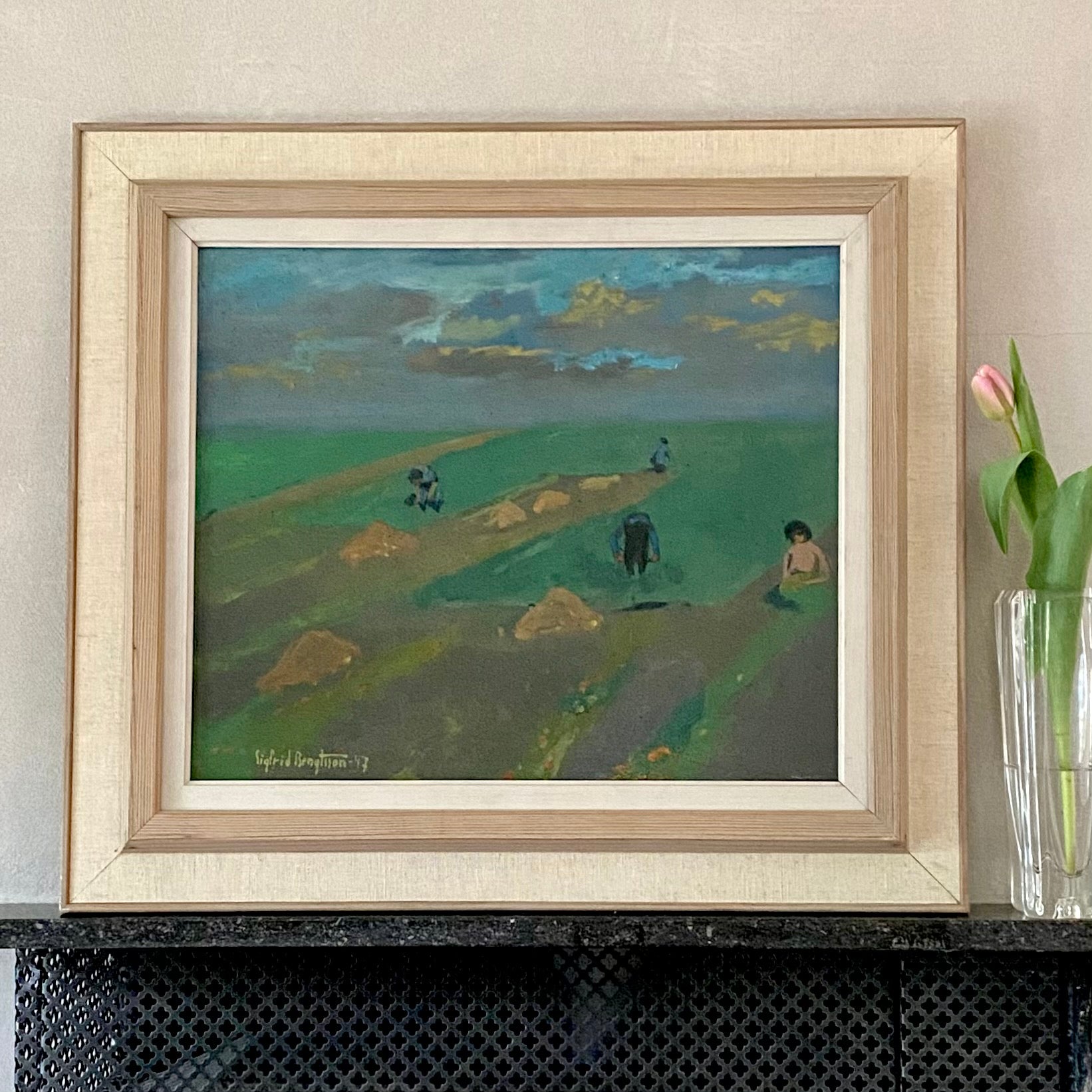 Vintage Art Room Mid Century Landscape Oil Painting From Sweden