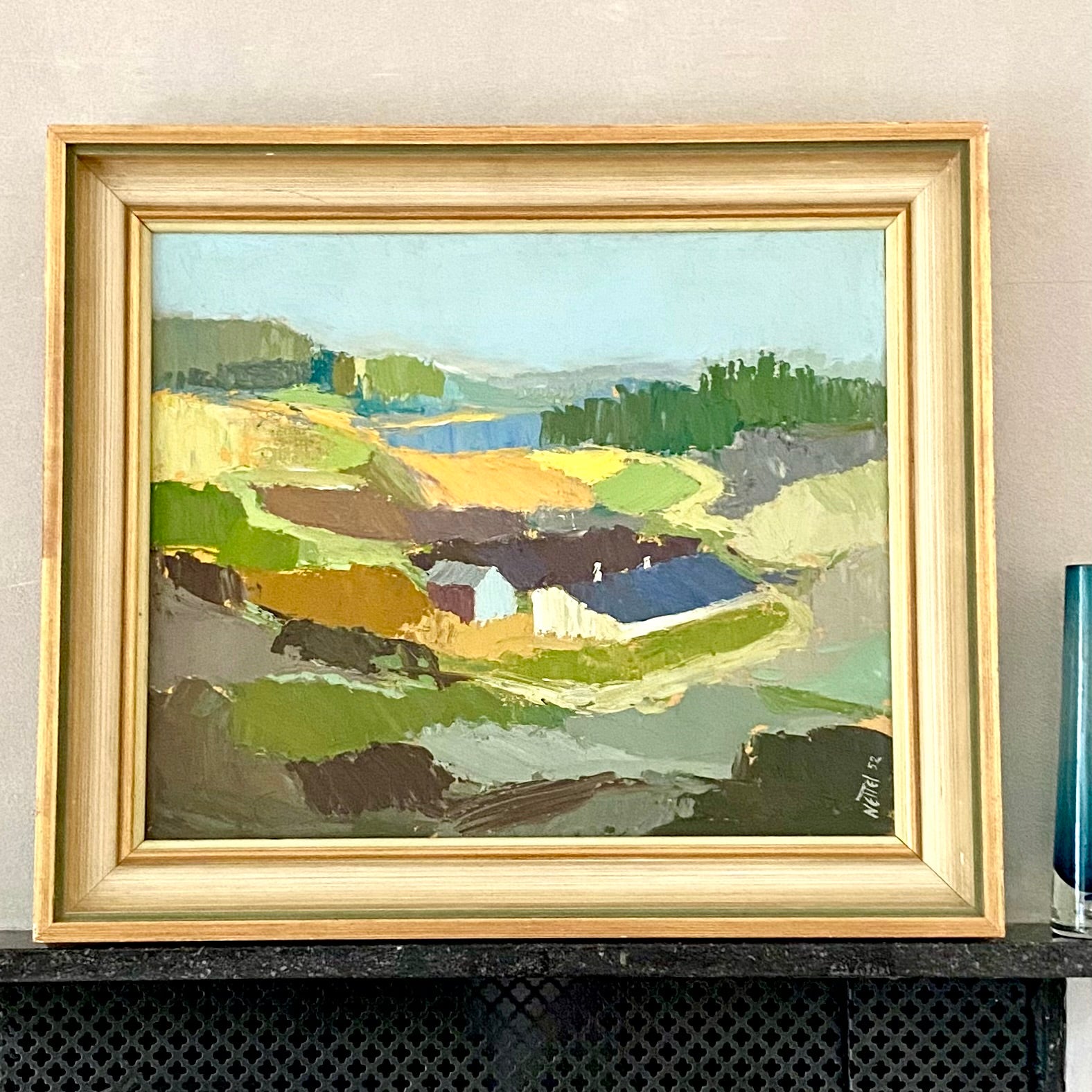 Mid Century Oil Painting From Sweden By E Nettlebladt 1952