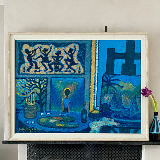 Vintage Mid Century Art Oil Painting By E Håfström From Sweden