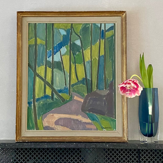 Mid Century Vintage Landscape Oil Painting From Sweden By K Lindström
