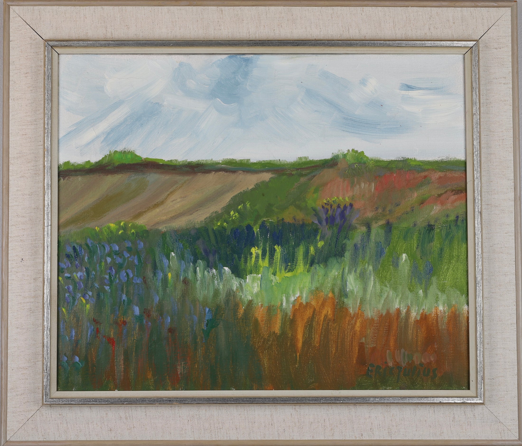 Framed Mid Century Oil Painting by Listed Artist E Julius Sweden