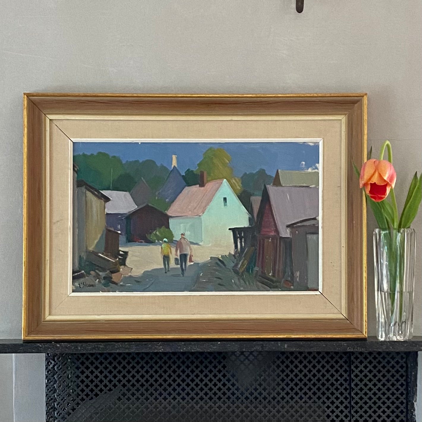 Mid Century Original Landscape Oil Painting From Sweden By Eskil Skans