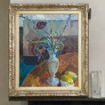 Load image into Gallery viewer, Mid Century Original Still Life Oil Painting By H Lindblad From Sweden 1950