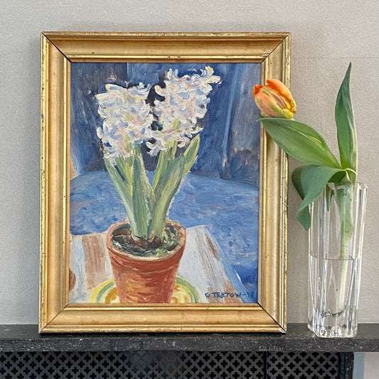 Original Still Life Oil Painting Vintage Mid Century By G Tretow Sweden