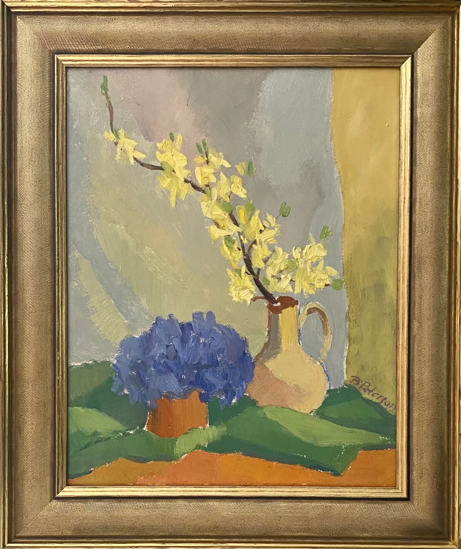 Mid Century Original Still Life Oil Painting By B Peterson Sweden