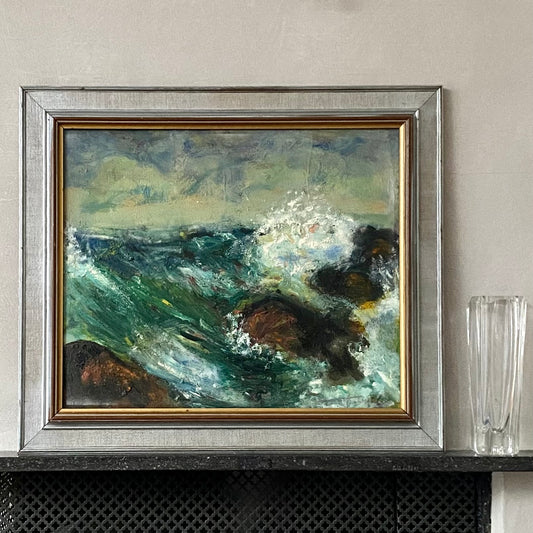 Original Seascape Oil Painting Vintage From Sweden