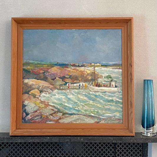 Original Vintage Art Room Mid Century Oil Painting from Sweden
