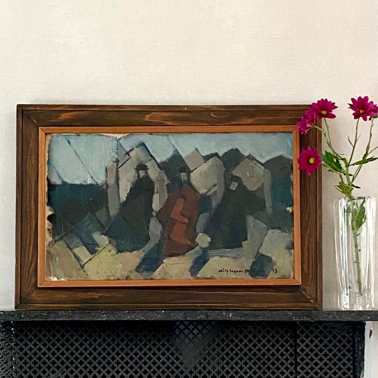 Vintage Art Room Mid Century Oil Painting By N Nilsson Sweden 1953