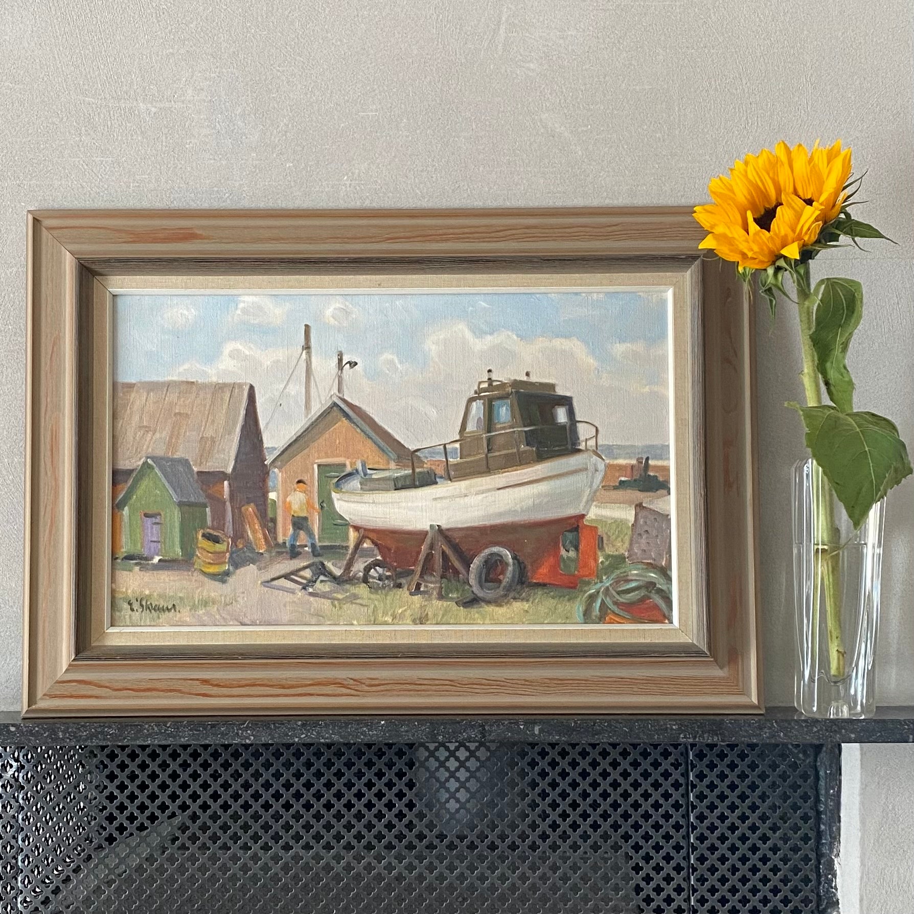 Mid Century Original Oil Painting From Sweden By Eskil Skans