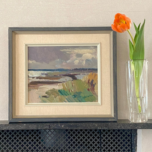 Copy of Original Vintage Oil Painting Of Harbor By H Rosenquist Sweden