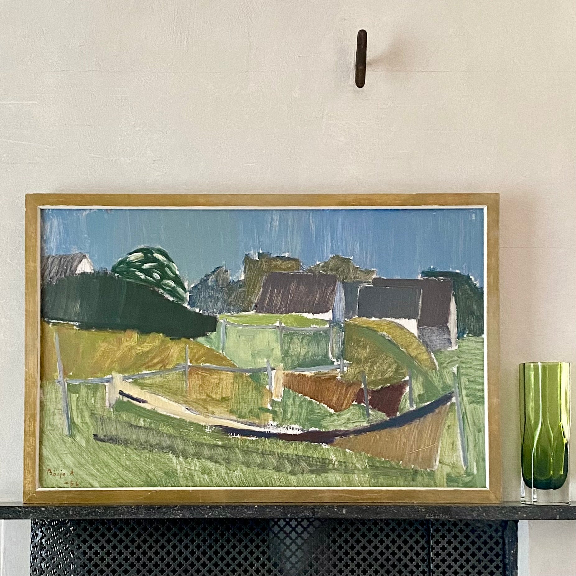 Mid Century Oil Painting from Sweden By Börje A 1956