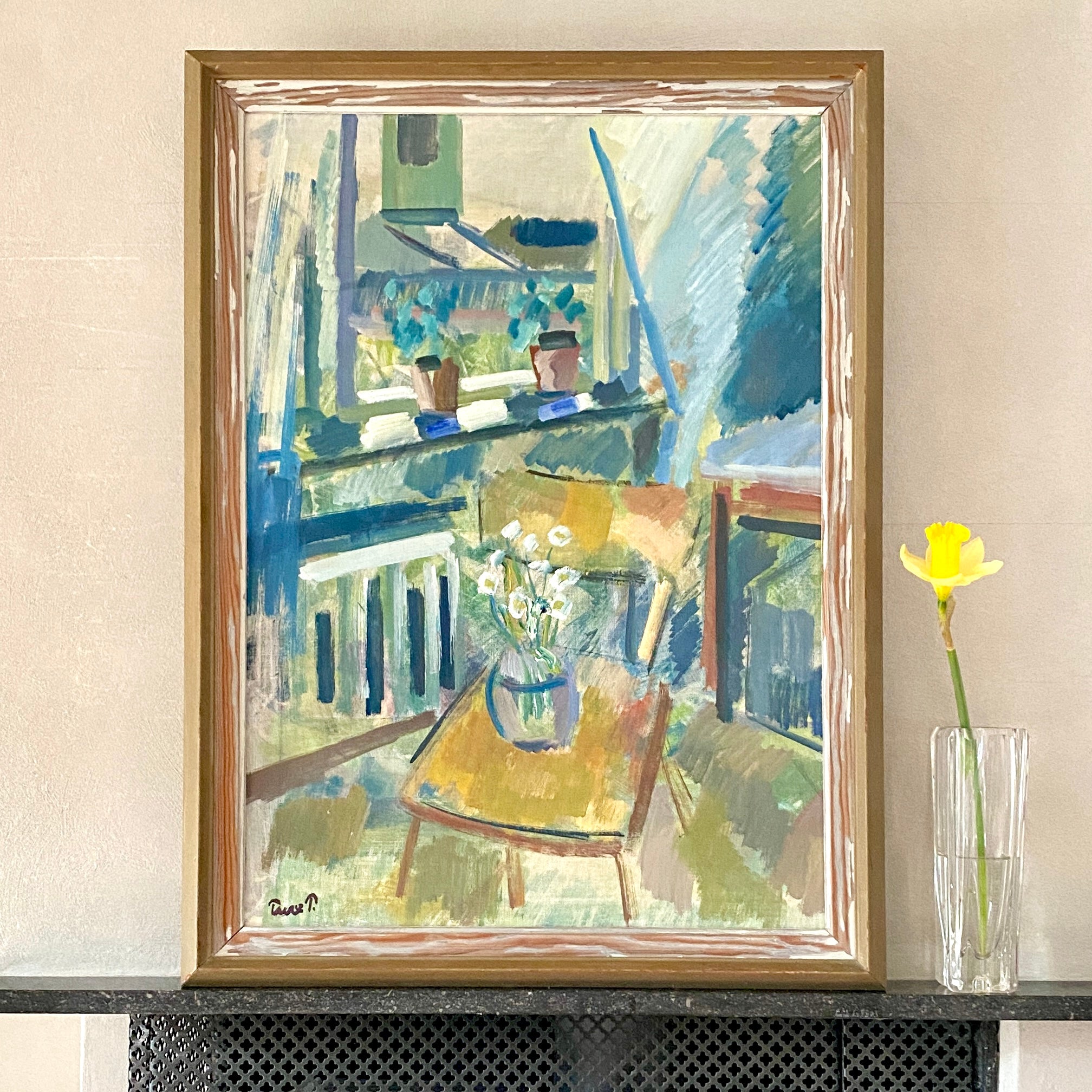 Mid Century Interior Oil Painting From Sweden