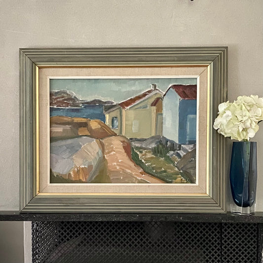 Vintage Art Room Original Seascape Oil Painting From Sweden