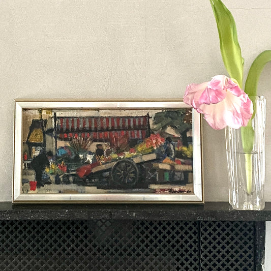 Colorful Original Vintage Mid Century Oil Painting From Sweden