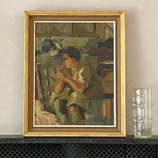 Vintage Art Room Mid Century Portrait By O Wessbohn Sweden