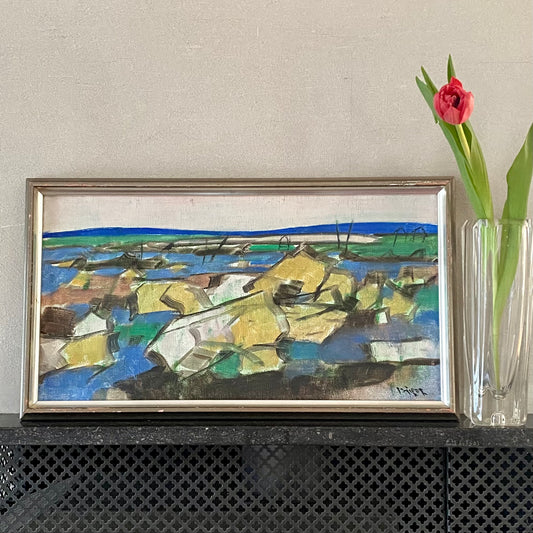 Vintage Mid Century Landscape Oil Painting By Ingvar Wiede Sweden
