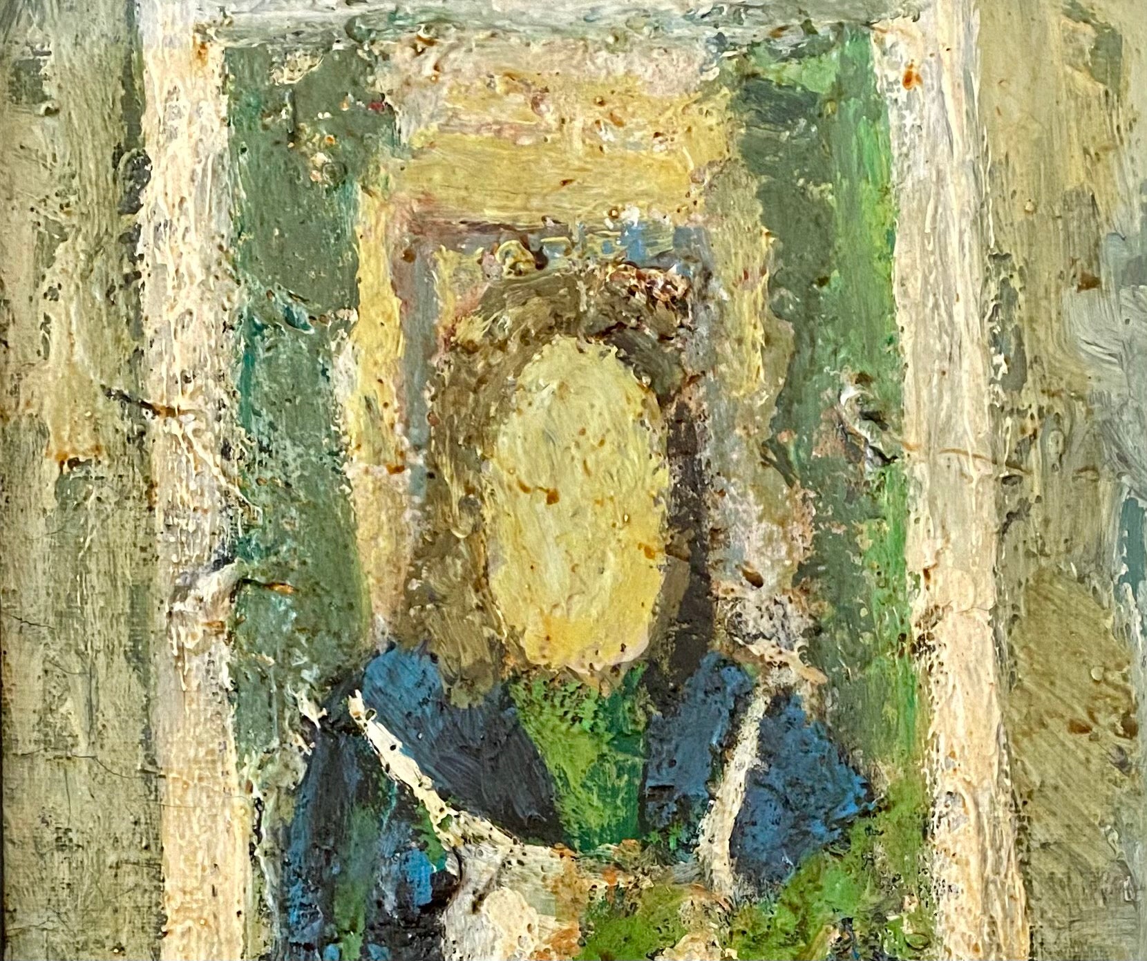 Mid Century Original Portrait Oil Painting From Sweden by K Christensen